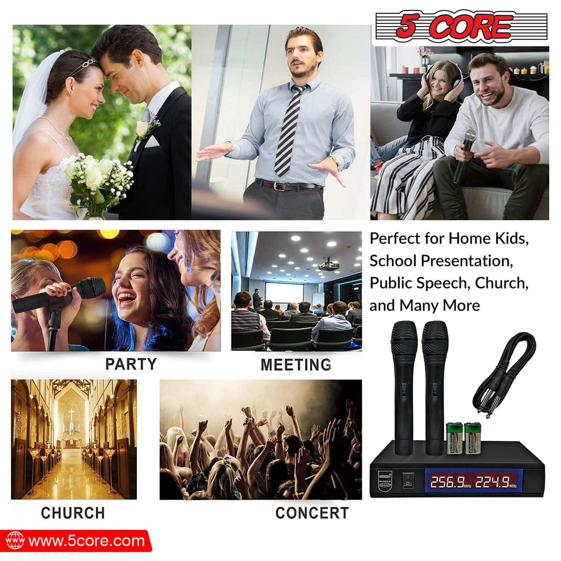 Stage-ready wireless mic system from 5Core with 100 feet range