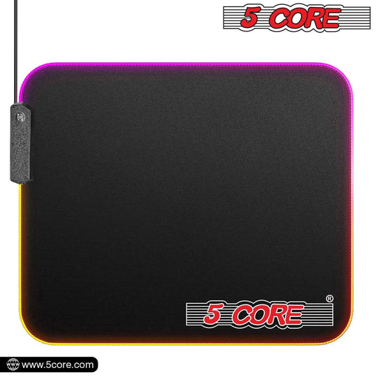 5Core gaming mouse mat with 12 RGB lighting modes, rubber base for extra grip