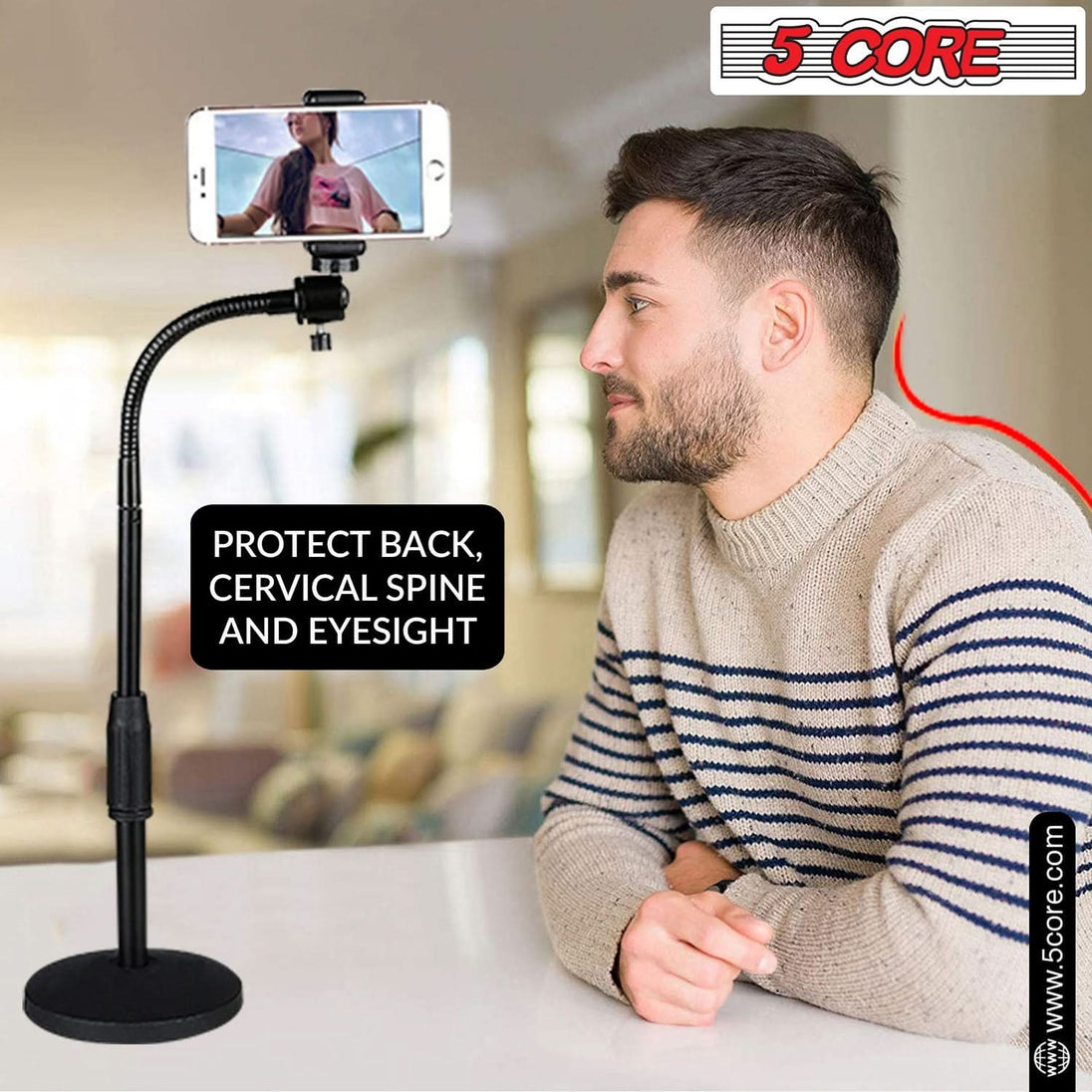 5Core cell phone and tablet holder stand for desk with adjustable scissor boom arm