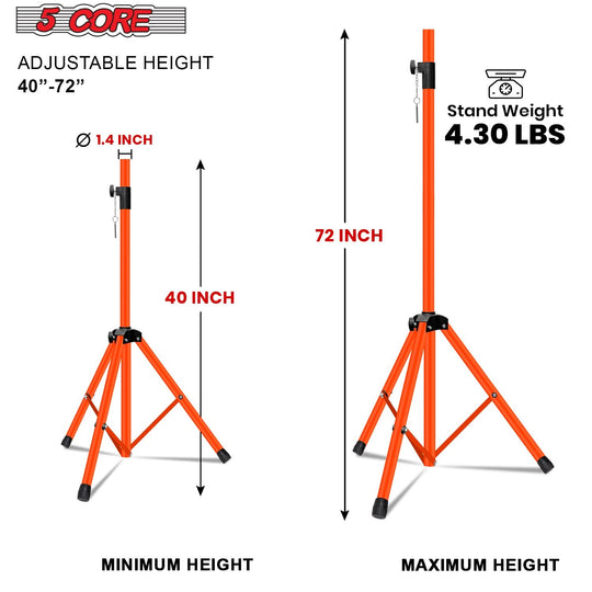 Strong and tall orange speaker tripod by 5Core