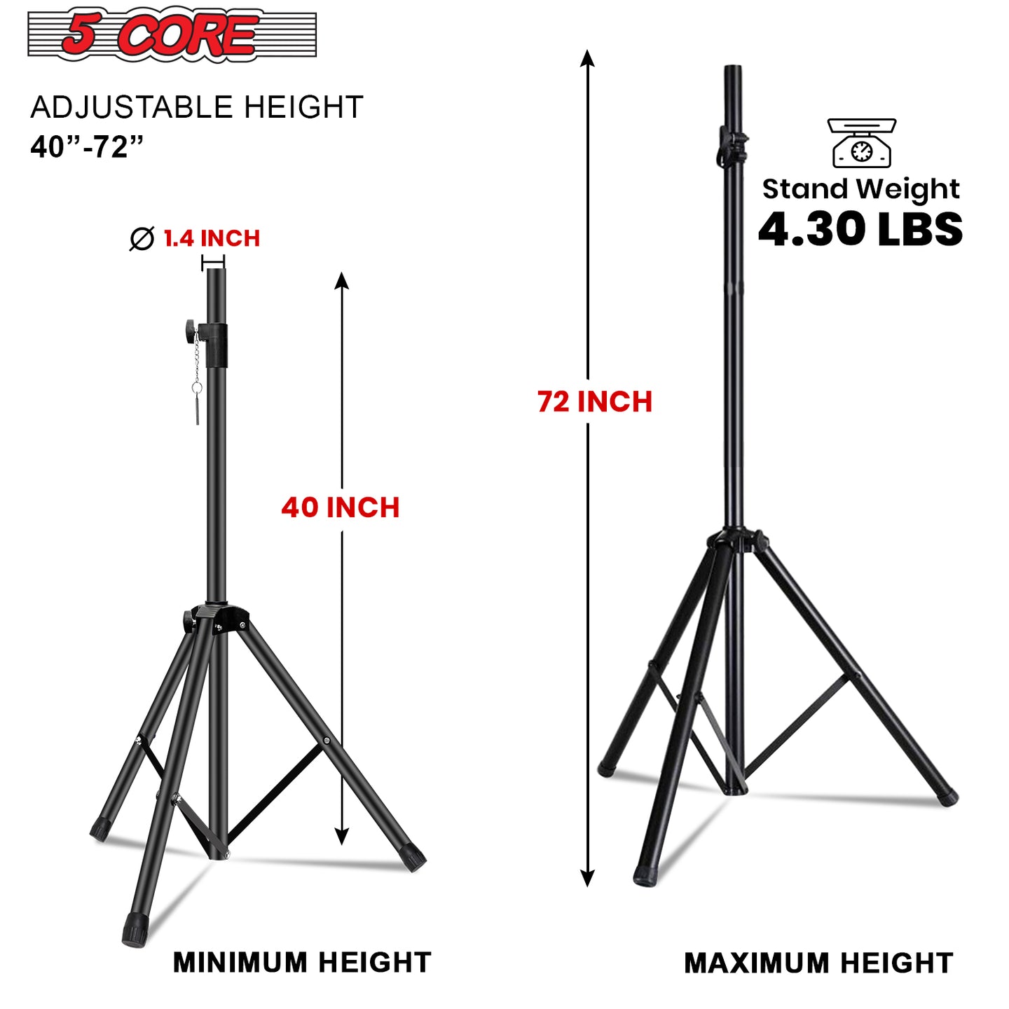 DJ speaker pole mount stand from 5Core with 72 inch height range