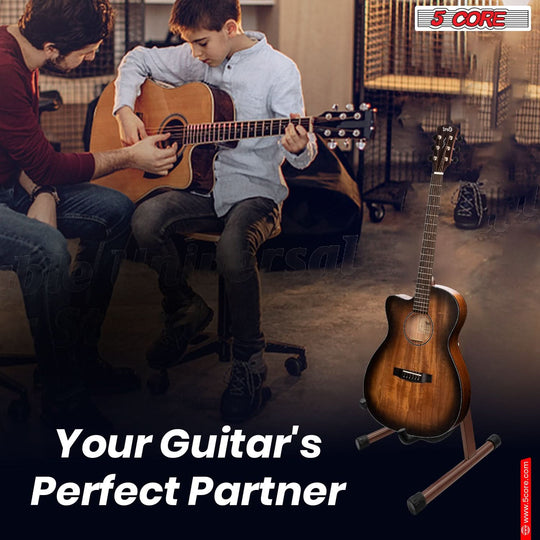 Elegant 5Core brown guitar holder with anti-slip base