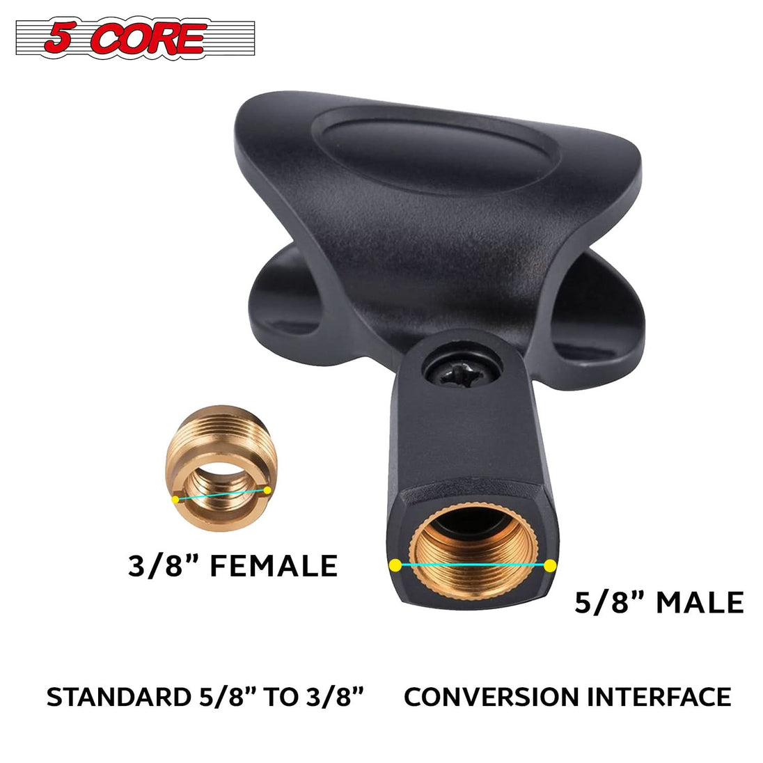 Reliable mic clip holder duo with 5/8 to 3/8 inch thread adapters