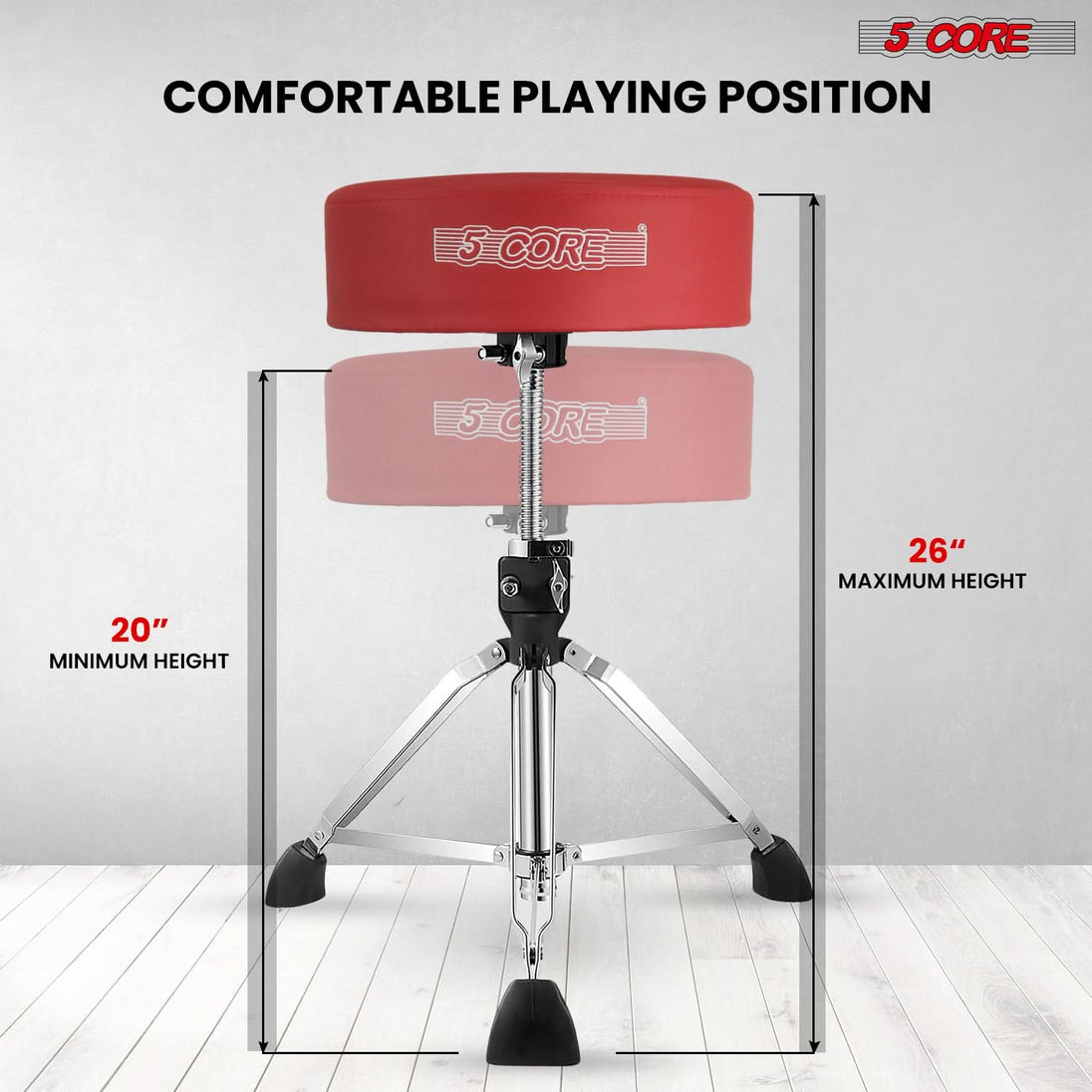 Drum throne suitable for both adults and kids, offering adjustable height and comfortable seating for all ages