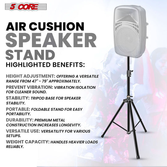 5Core floor speaker stand with reinforced tripod legs for stability