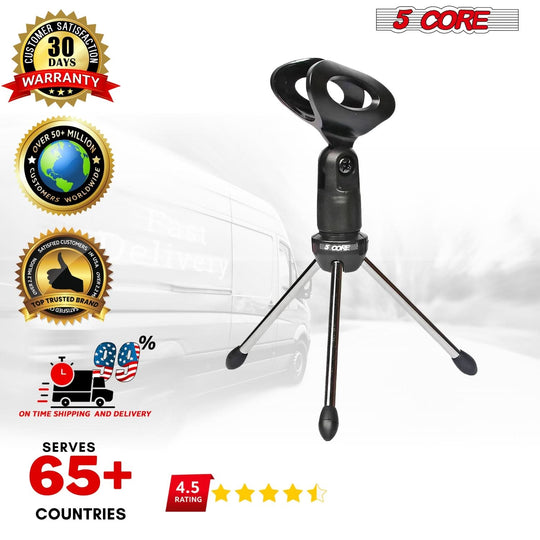 Compact Tripod Mic Stand for Desk: Adjustable Height by 5 Core