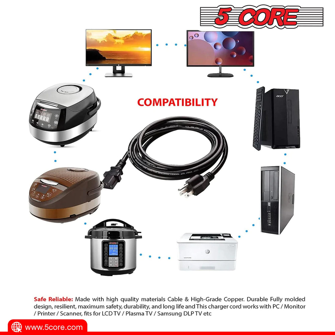 The best 3-prong AC power cord offering secure, reliable power connection for various electronic devices and appliances