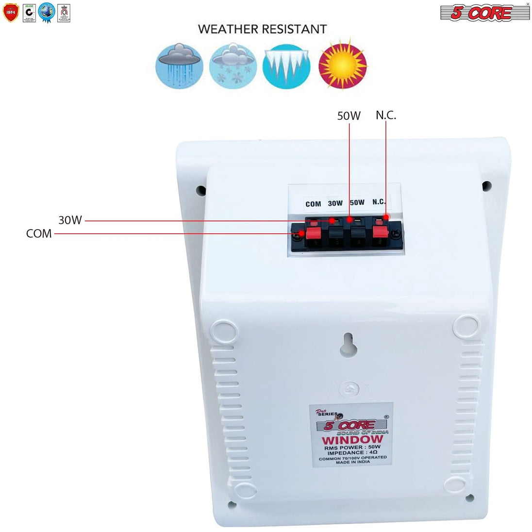 5Core 50W RMS ceiling mount outdoor speakers, high performance wall speaker 4Ohms