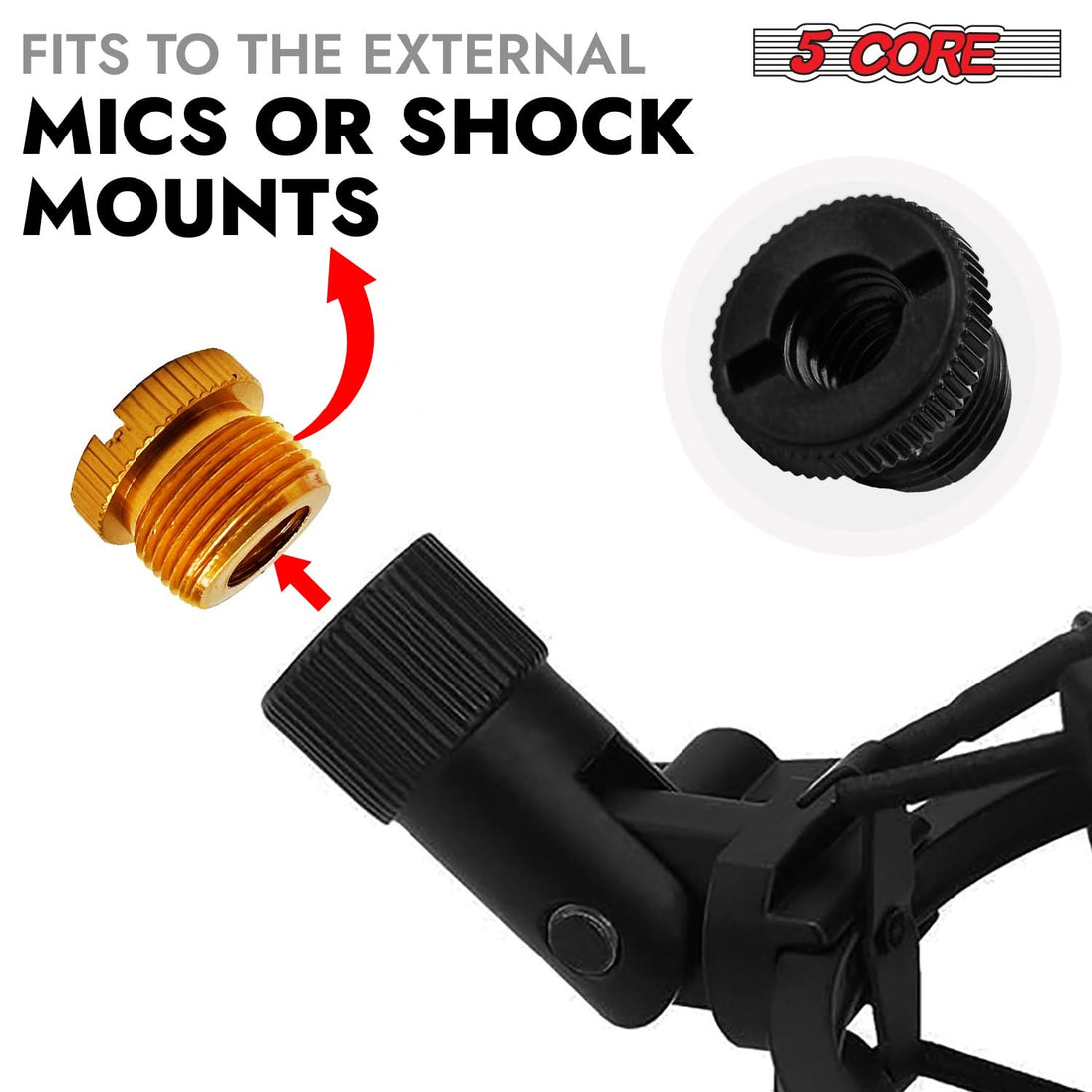 Mic stand screw thread adapter for easy conversion between 5/8 and 3/8