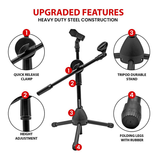 Short boom stand by 5Core for tabletop or floor mic use