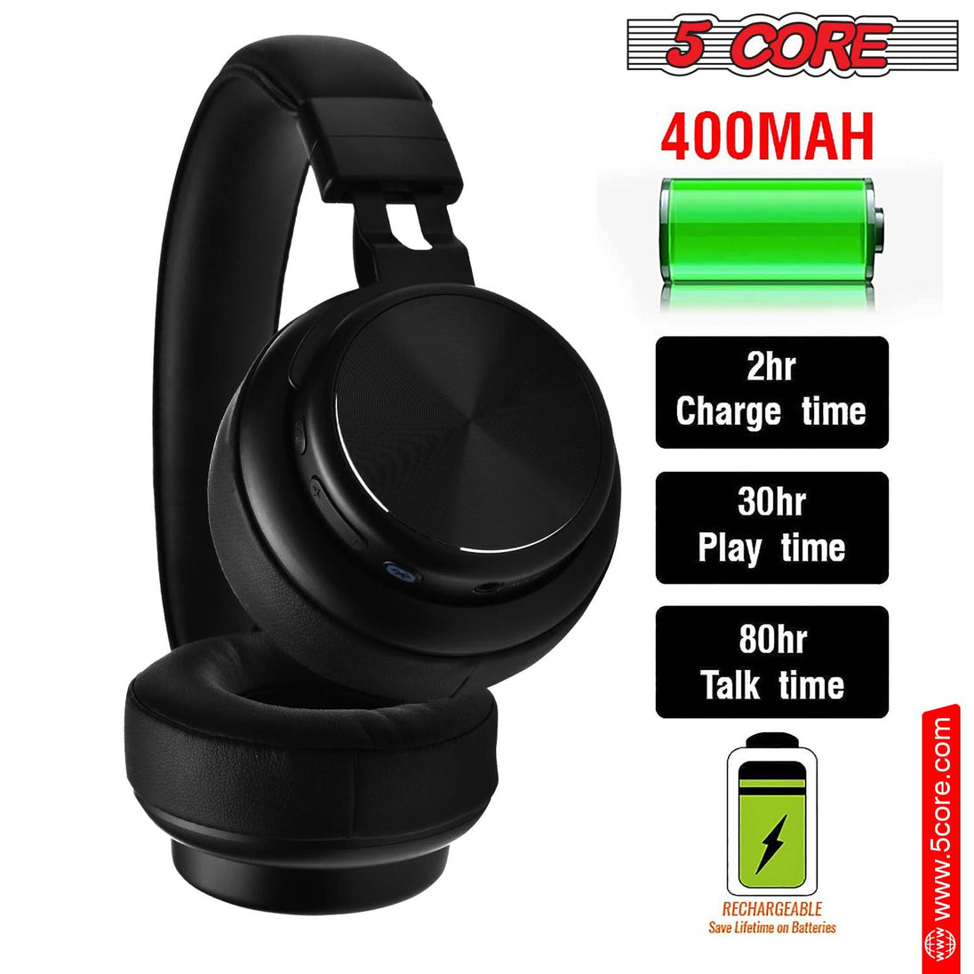 5Core Bluetooth headphones with ergonomic design and noise cancelling features