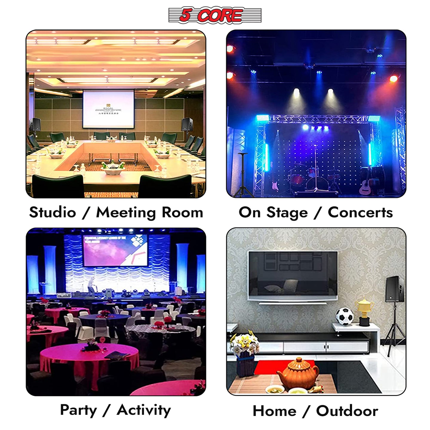 5Core DJ audio tripod stands in orange for studio and event use