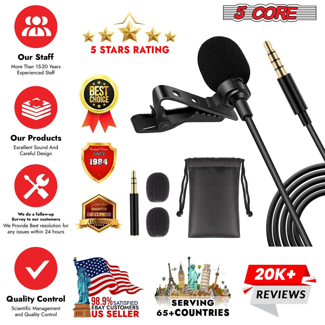 Clip-On Omnidirectional Lavalier Microphone for Clear Audio