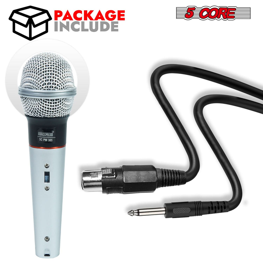 5Core handheld dynamic microphone with XLR output for studio and karaoke use
