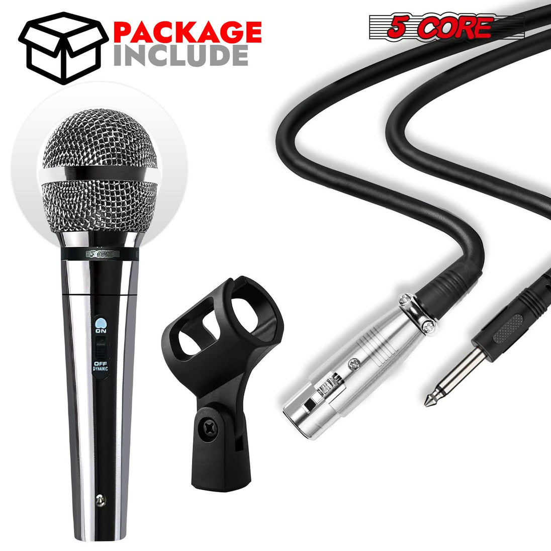 5Core XLR dynamic mic for podcast studio and karaoke use