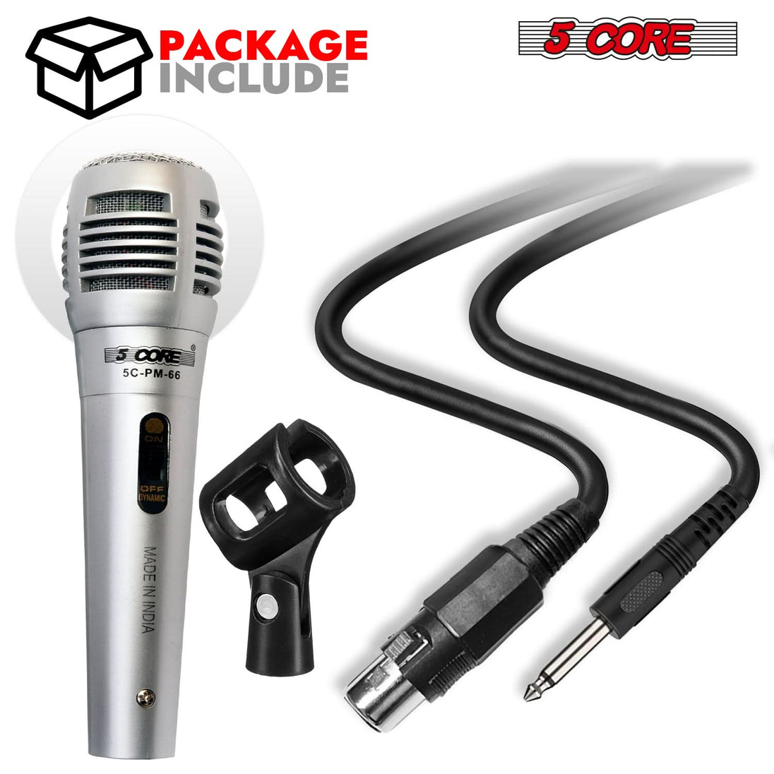 5Core handheld XLR microphone dynamic mic for singing karaoke and studio use