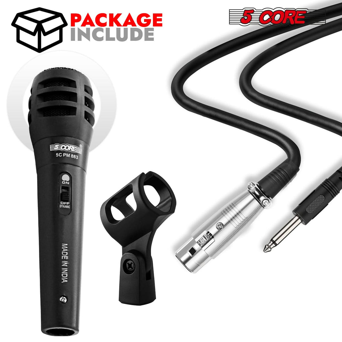 Reliable 5Core dynamic handheld mic for studio and stage