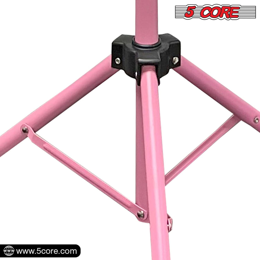 Portable pink tripod music stand by 5Core folding and height adjustable