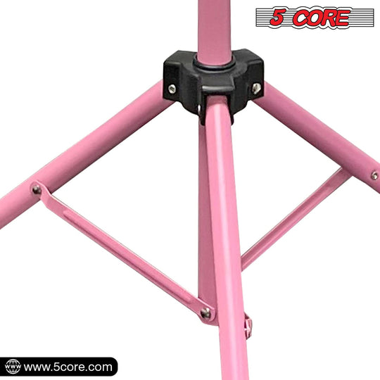 Portable pink tripod music stand by 5Core folding and height adjustable