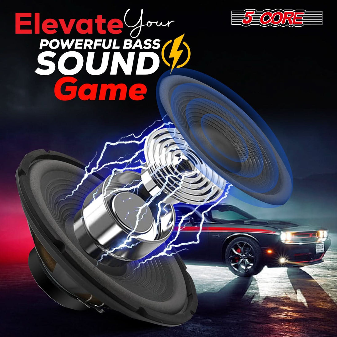 5Core 12" subwoofer, 1200W peak, 4Ohm, heavy-duty audio replacement woofer