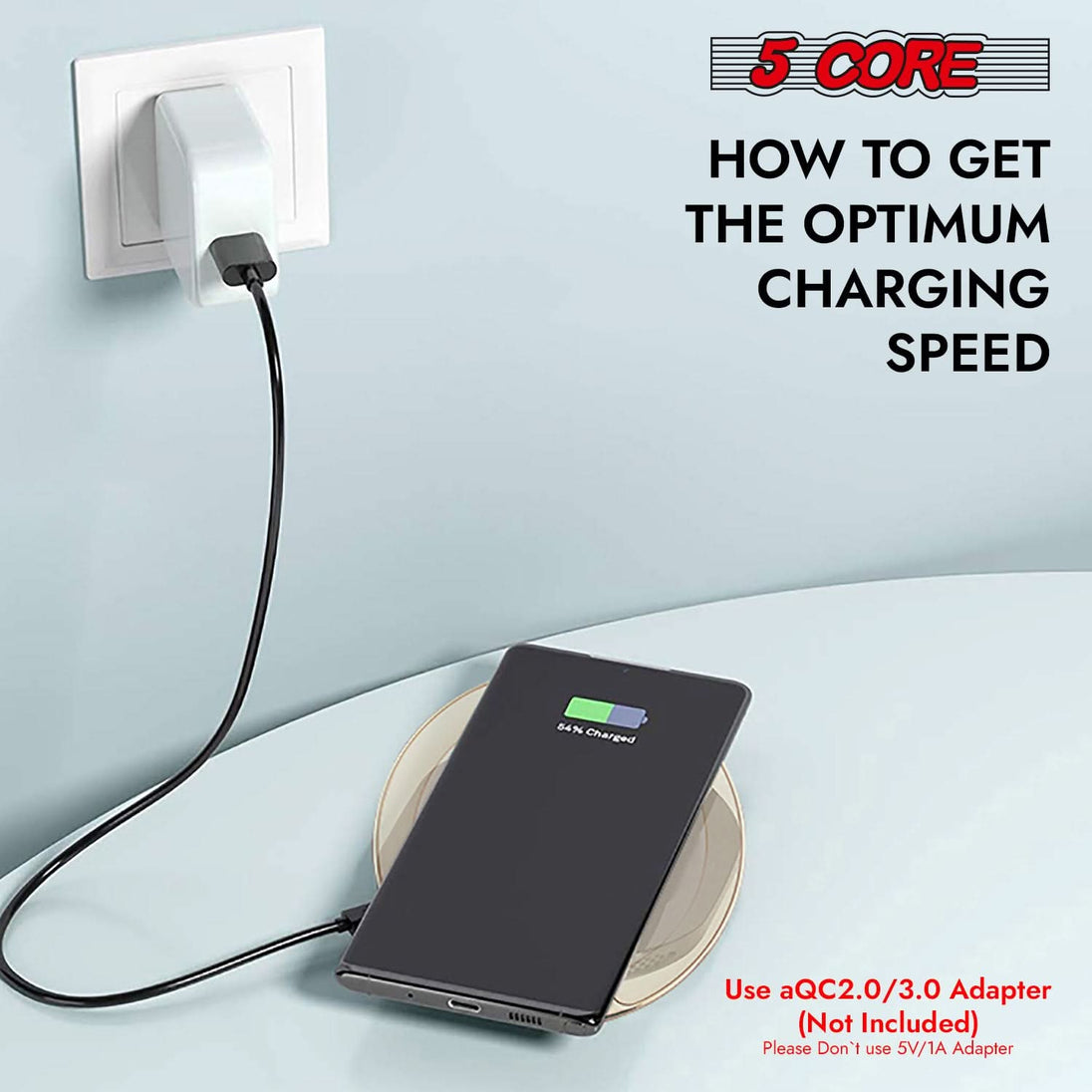 Universal Qi certified charger providing fast and reliable wireless charging for a wide range of compatible devices