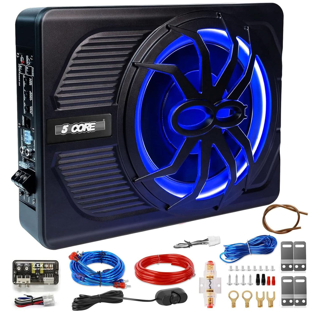 5Core 10 inch slim under seat car subwoofer with 800W built-in amplifier