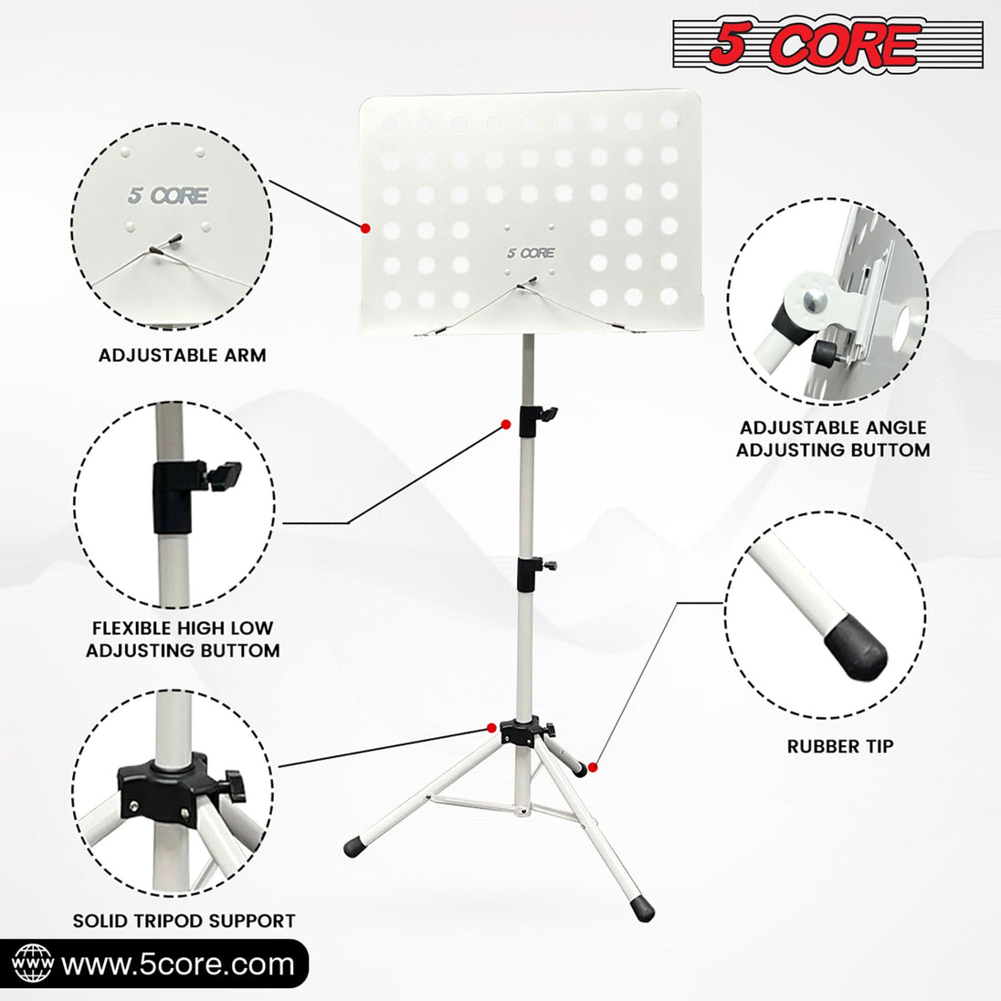 Portable tripod music stand in white