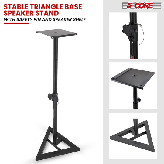 Versatile 5 Core monitor speaker stand with wide tripod support
