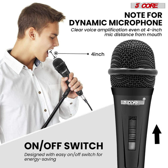 5Core professional XLR karaoke microphone dynamic mic with clear sound pickup