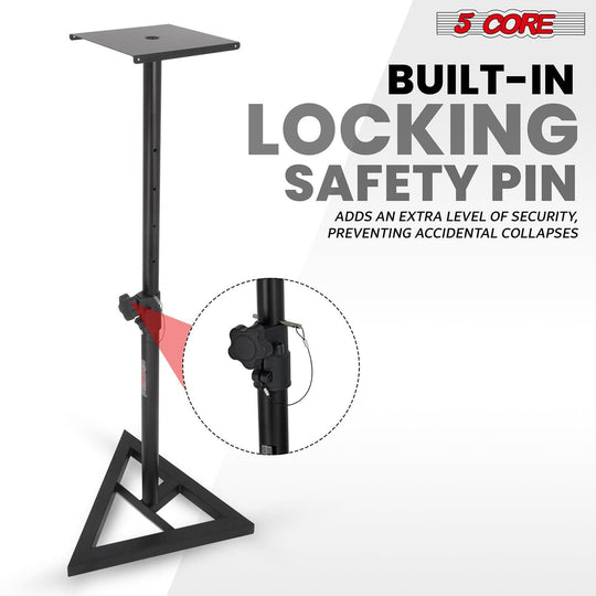 Durable 5 Core DJ monitor stand with 35mm pole mount for stability