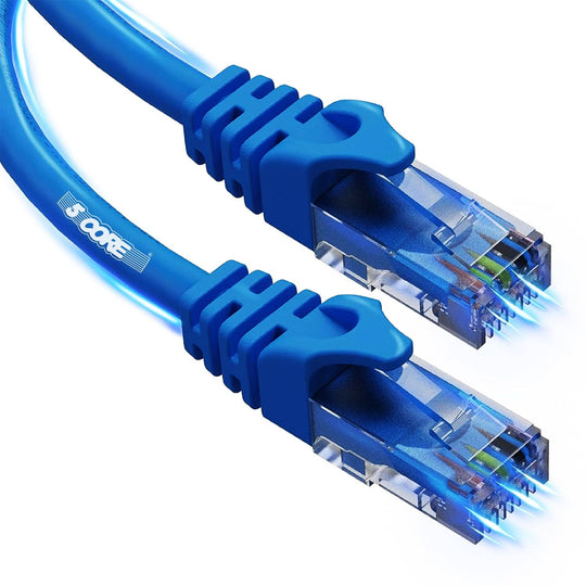 High-speed Cat6 Ethernet cable with RJ45 connectors for fast internet connectivity