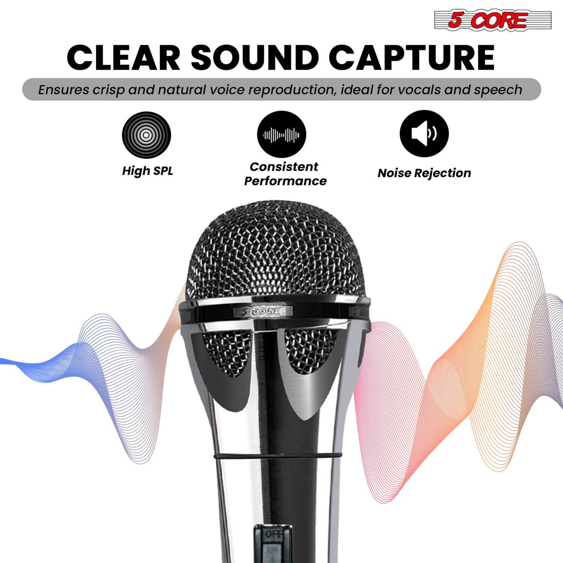 5Core XLR microphone dynamic handheld mic for professional karaoke and singing
