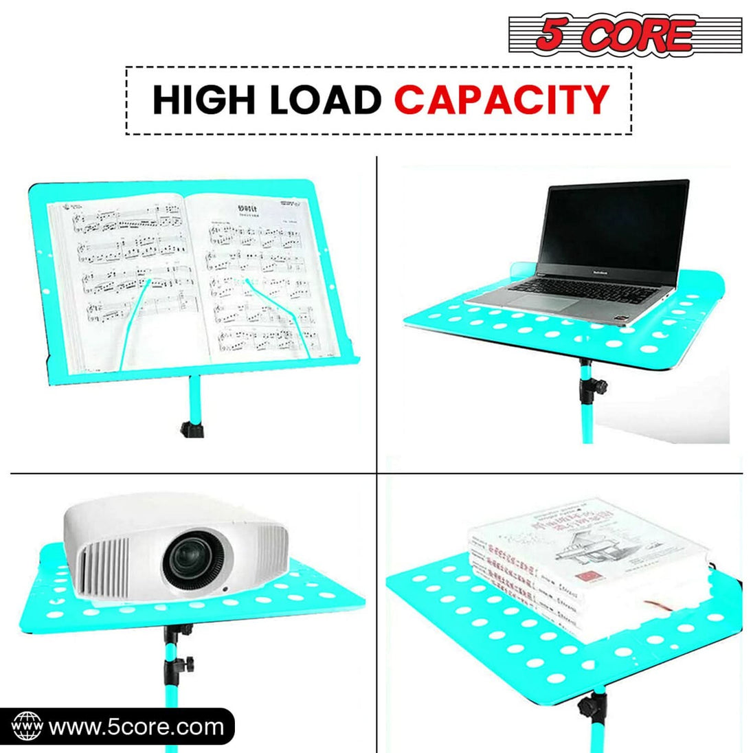 5Core folding music stand, portable adjustable tripod sheet music holder for notes