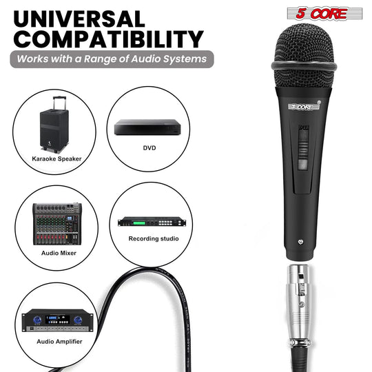 5Core XLR mic dynamic handheld microphone for studio vocals and karaoke parties