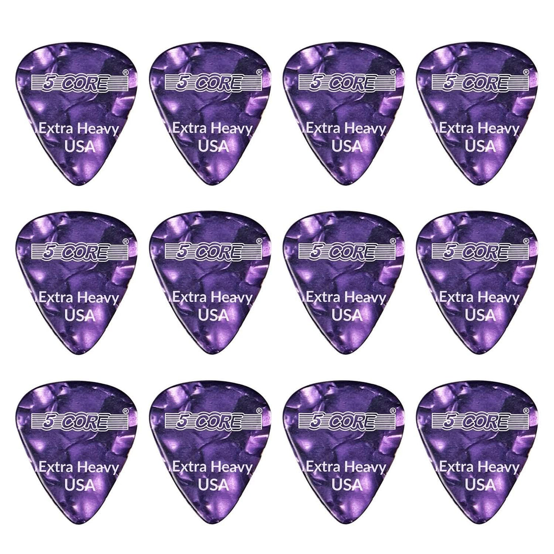 5Core purple 1.2mm celluloid guitar picks extra heavy gauge for bass and electric