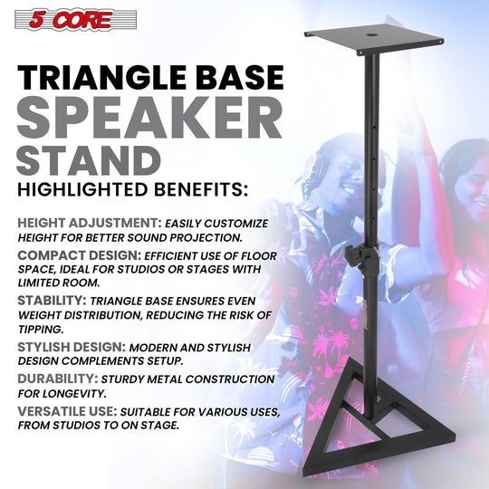 Heavy-duty 5 Core pole mount stand ideal for live sound and studio use