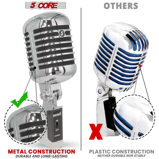 5Core Vintage Microphone Classic Dynamic Professional XLR Studio Retro Style Mic BLACK