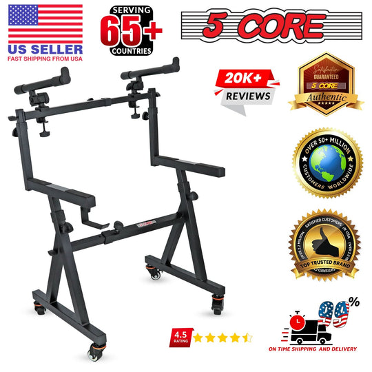 Adjustable electric piano riser stand in Z style with caster wheels for mobility