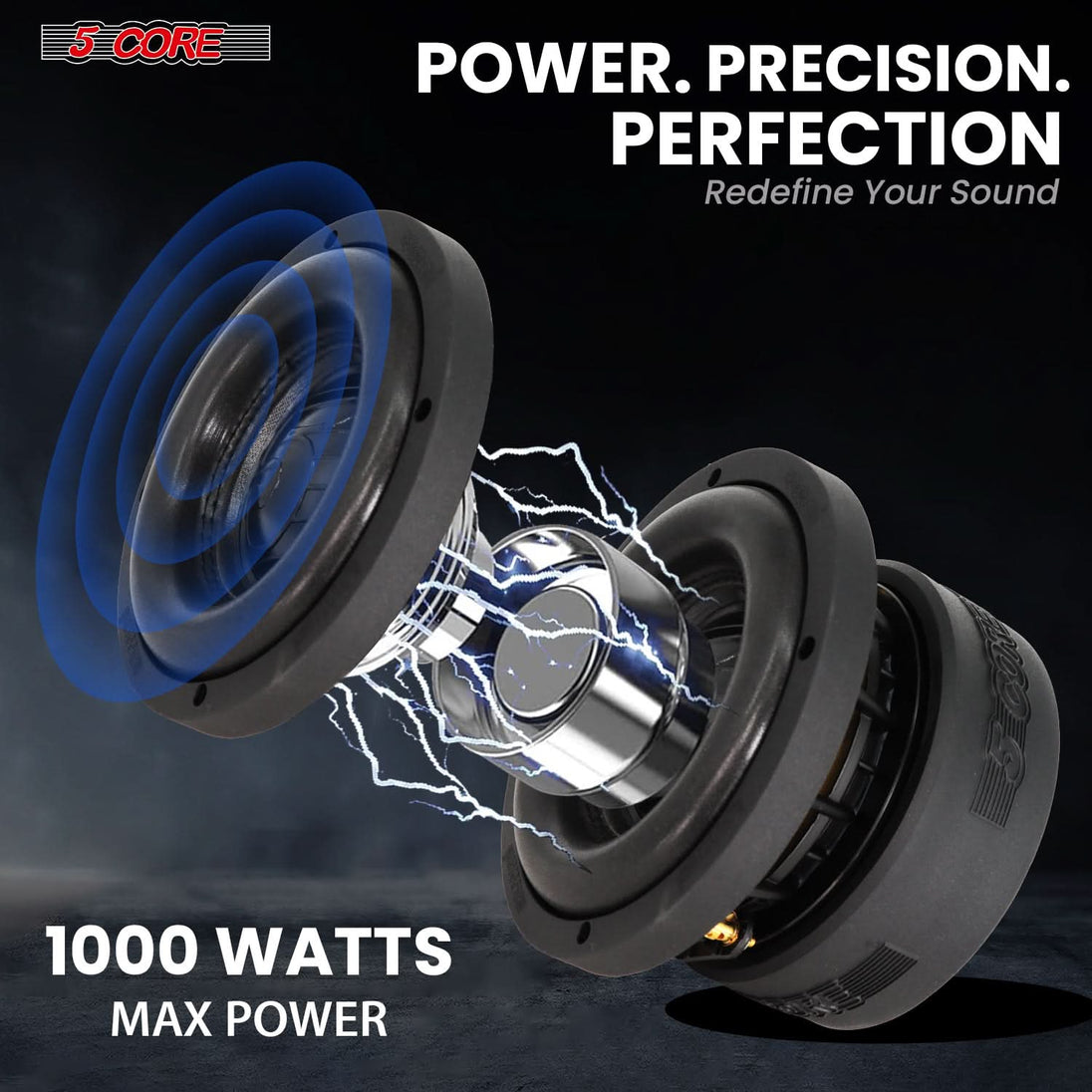 5Core durable 6.5 inch car subwoofer with dual voice coils and aluminum frame