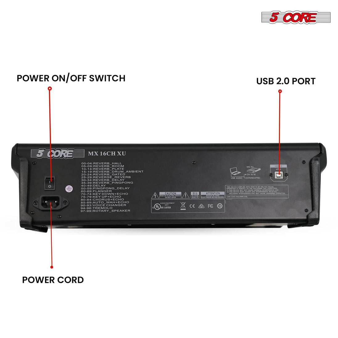 Studio-quality 5Core mixer for dynamic live and studio sound setups