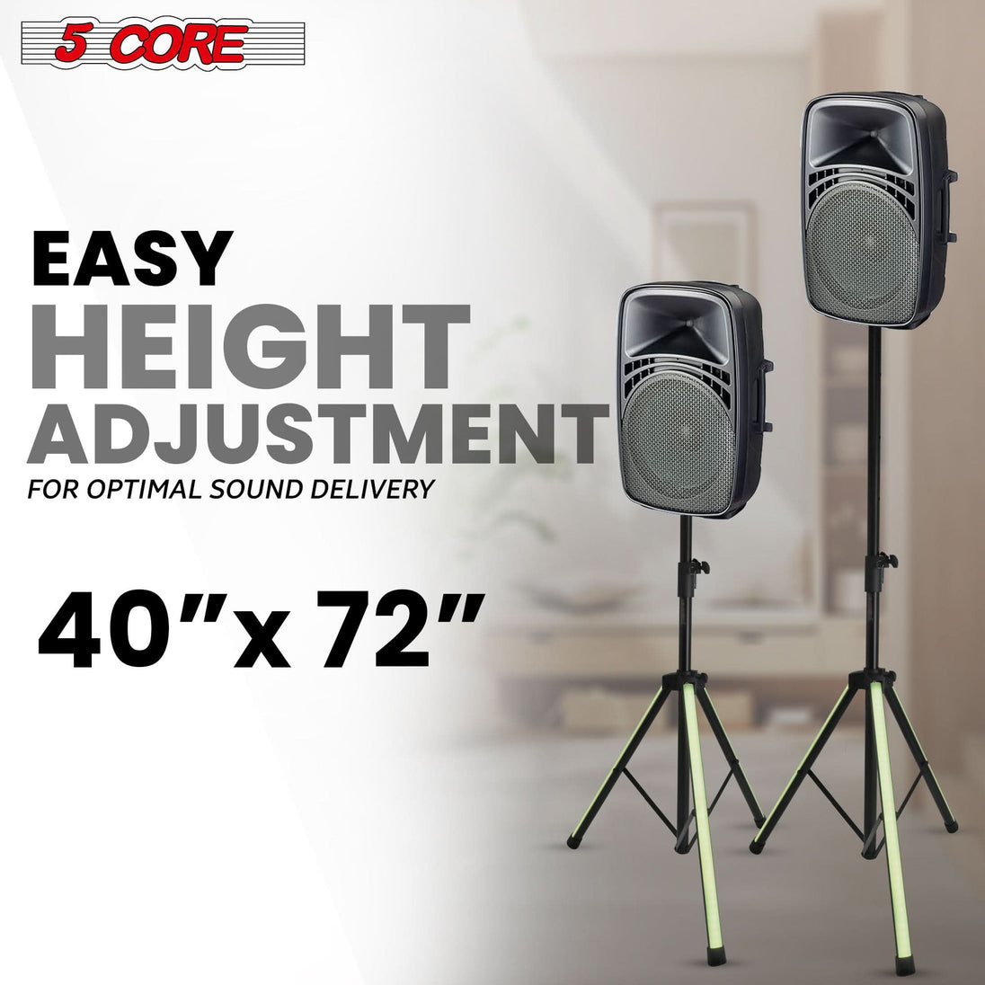 DJ speaker stand by 5Core with built-in RGB lighting and tripod base