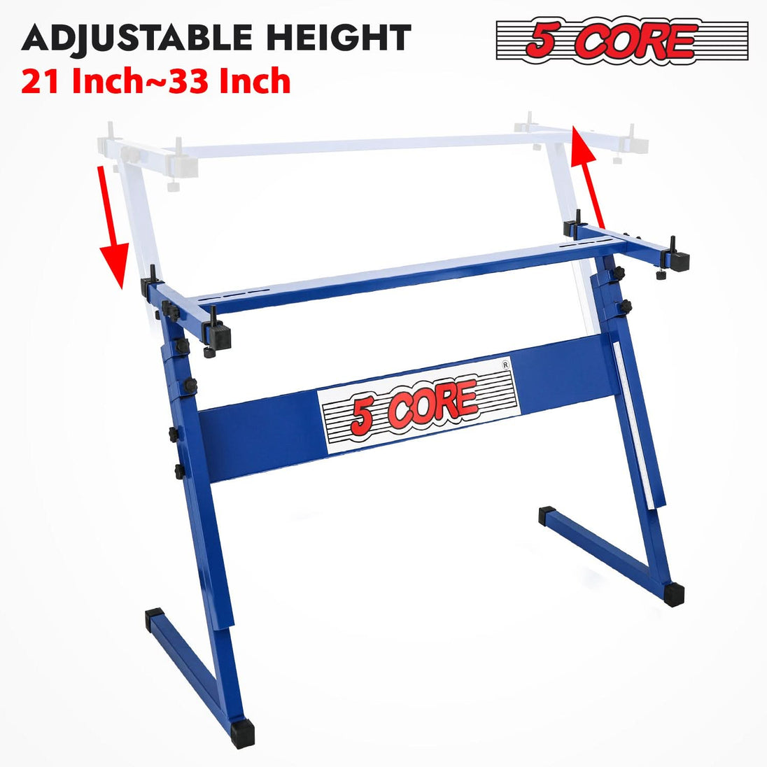 Height adjustable sturdy Z frame piano riser stand by 5Core