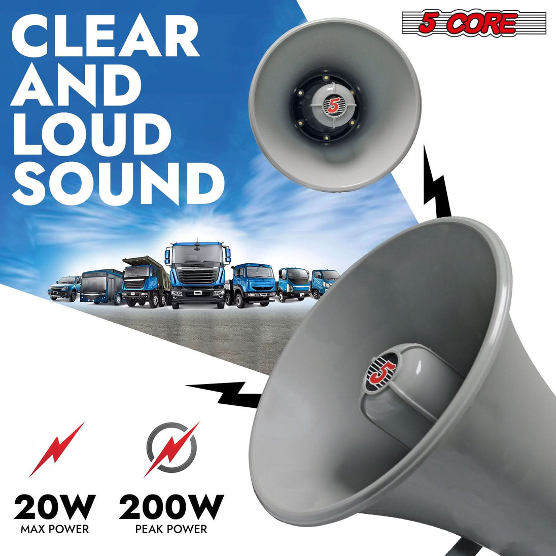 5Core 9 inch PA horn loud speaker outdoor indoor 20W 8 Ohm multi purpose loudspeaker