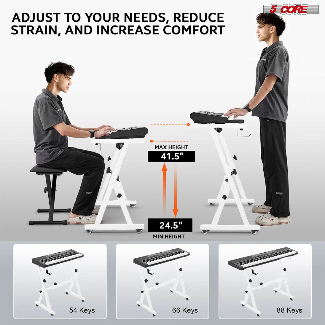 Z Style Adjustable Keyboard Stand with Padded Bench for Comfort