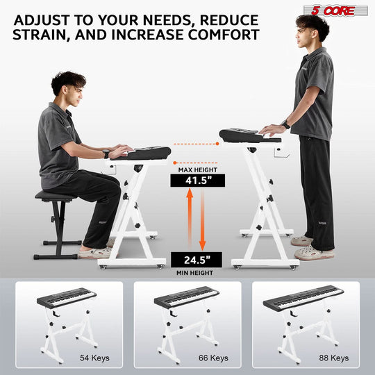 Z Style Adjustable Keyboard Stand with Padded Bench for Comfort