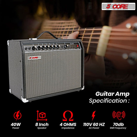 Electric bass acoustic guitar amplifier 40W portable practice amp by 5 Core