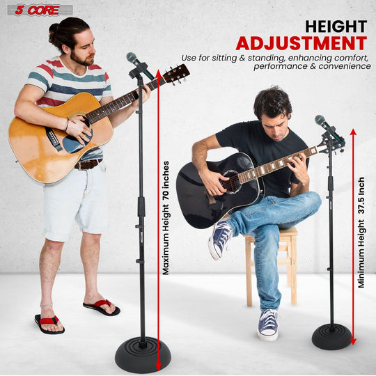 5Core height adjustable mic stand, heavy duty floor pedestal for stage and studio use
