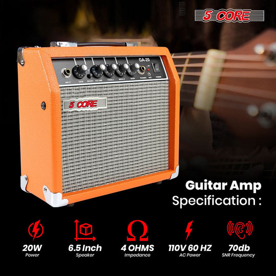 Electric bass acoustic guitar amplifier 20W portable practice amp by 5 Core