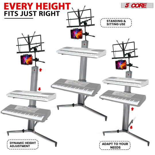 Adjustable 5Core electric piano riser holder with strong Z design frame