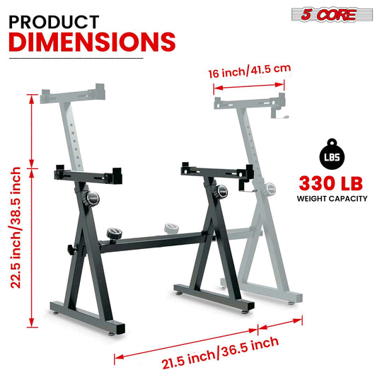 5Core black Z style keyboard stand, heavy duty height adjustable piano riser holder